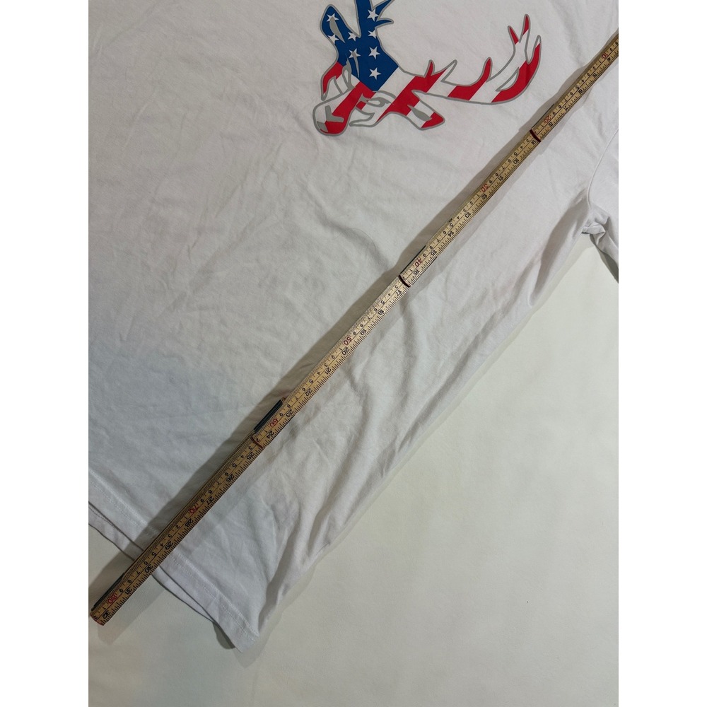 Bucked Up T-Shirt Mens XL White Good Patriotic American Flag Deer Antler Logo - Picture 6 of 6